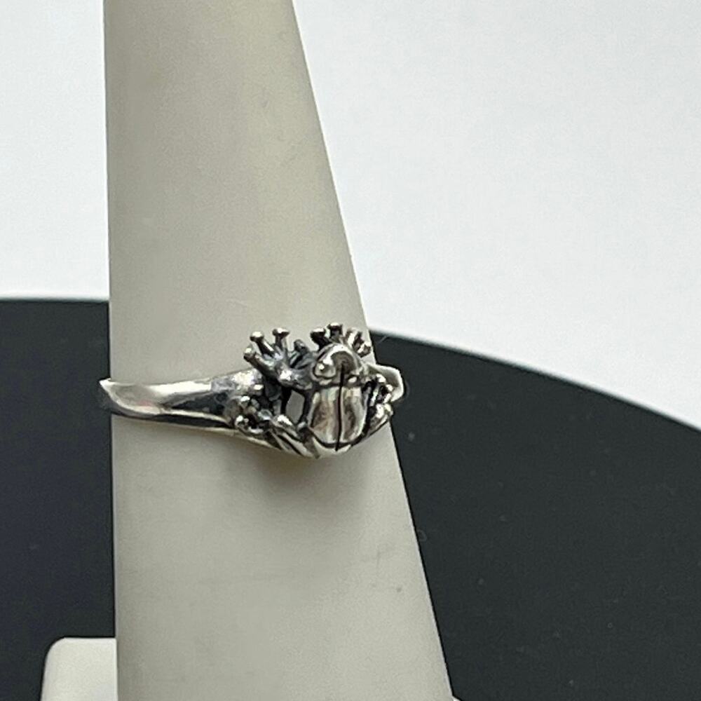 Designer Sterling Silver Tree Frog 925 Maker mark Ring Size 7.75